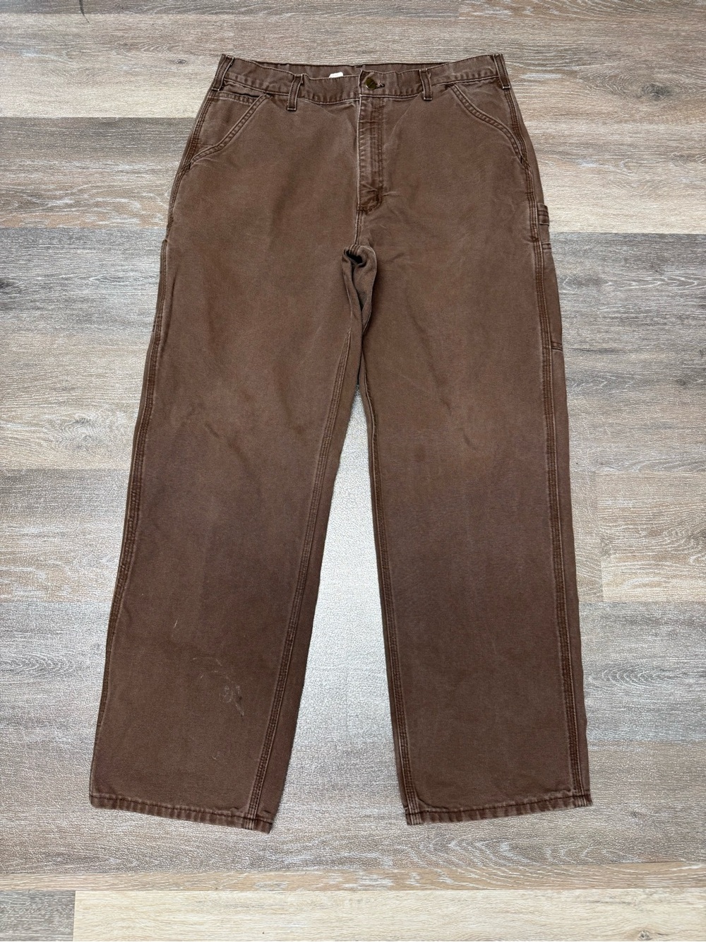 Carhartt B11 CHT Chestnut Brown Canvas Dungaree Work Pants 36x32 Carpenter